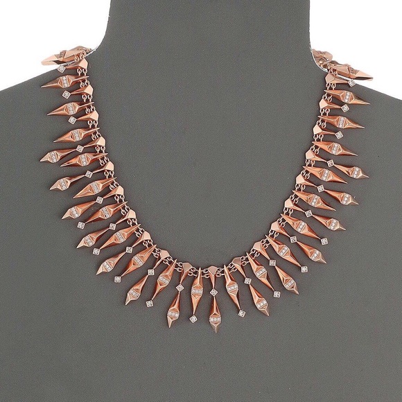 new Kendra Scott® 𖣔 Intricate Articulating Crystal Collar Necklace 𖣔 Rose Gold - Picture 8 of 9